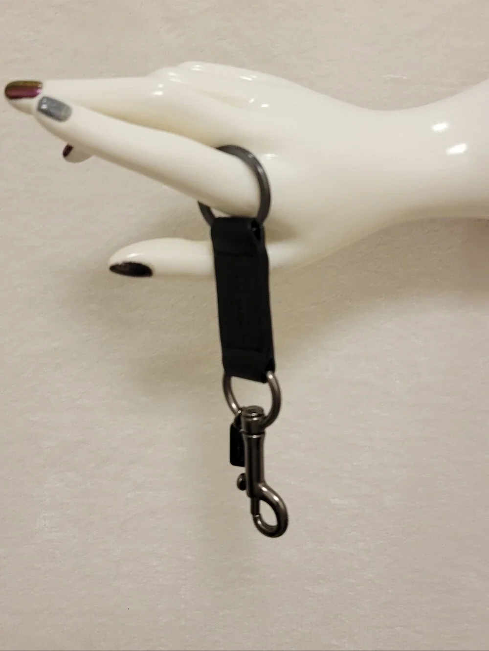 Coach Black Leather Key Fob with Metal Hardware